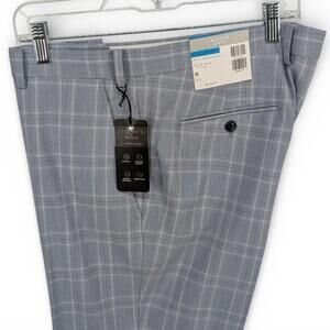 Alfani Men's Slim Fit Stretch Travel Ready Suit Dress Pants Plaid Blue 36 x 30